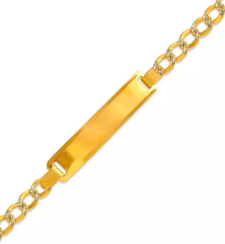 NEW 14K WHITE PAVE GOLD KIDS HOLLOW CURB PAVE ID BRACELET 14K White Pave Gold 080 Gauge High: NEW 14K WHITE PAVE GOLD KIDS HOLLOW CURB PAVE ID BRACELET 14K White Pave Gold 080 Gauge High Polished/Diamond Cut Hollow Lobster Lock Length 6" Weight: 2.6 Grams