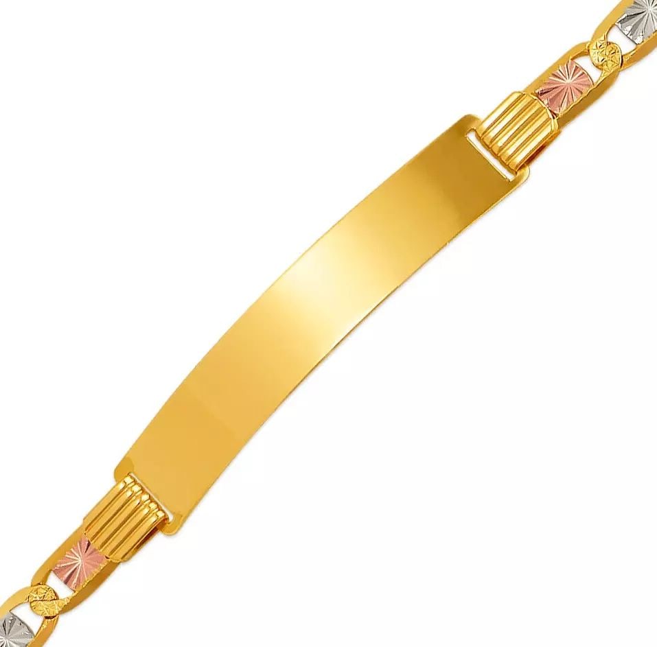 NEW 14K TRI COLOR GOLD VALENTINO ID BRACELET 14K Tri color Gold Approx. 120 Gauge (ID: 7.5mm, (1 of 2)