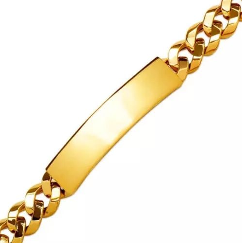 NEW 14K YELLOW GOLD HOLLOW CURB ID BRACELET 14K Yellow Gold Approx. 100 Gauge (10mm ID, 10mm (1 of 2)