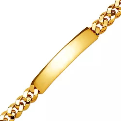 NEW 14K YELLOW GOLD HOLLOW CURB ID BRACELET 14K Yellow Gold Approx. 080 Gauge (9mm ID, 8mm Bracelet) (1 of 2)