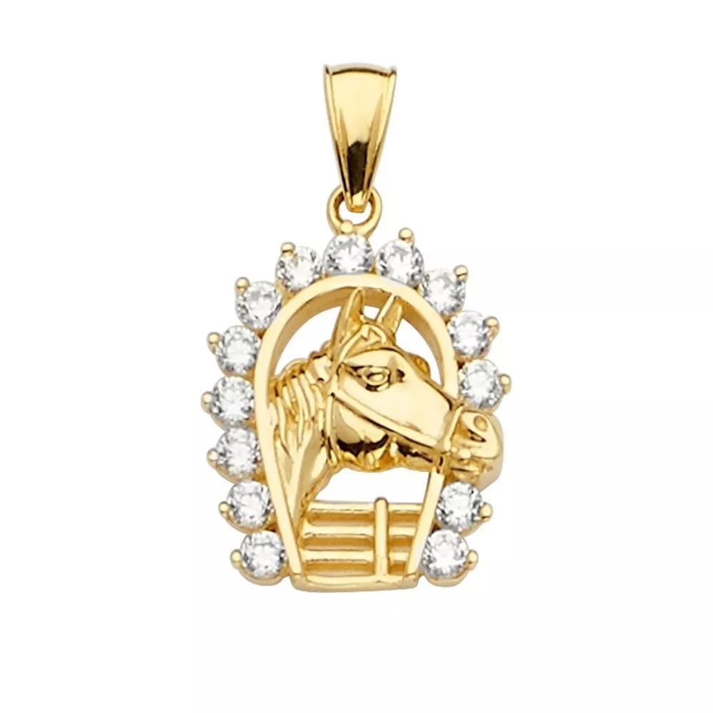 NEW 14K YELLOW GOLD CZ HORSE SHOE PENDANT 14K YELLOW GOLD NEW CZ HORSE SHOE PENDANT WEIGHT: 1.9 (1 of 2)