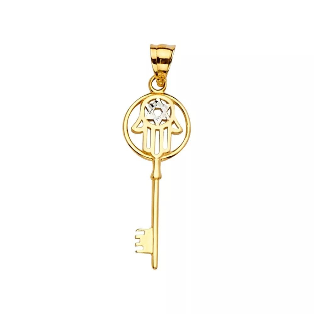 NEW 14K TWO TONE GOLD HAMSA KEY PENDANT 14K TWO TONE GOLD NEW HAMSA KEY PENDANT WEIGHT: 0.9: NEW 14K TWO TONE GOLD HAMSA KEY PENDANT 14K TWO TONE GOLD NEW HAMSA KEY PENDANT WEIGHT: 0.9