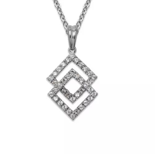 NEW 14K WHITE GOLD DOUBLE DIAMOND SHAPED CZ PENDANT 14K White Gold Approx. 16x20mm High: NEW 14K WHITE GOLD DOUBLE DIAMOND SHAPED CZ PENDANT 14K White Gold Approx. 16x20mm High Polished/Cubic Zirconia Available in YellowGold Chains Sold Separately Weight: 2.3 Grams