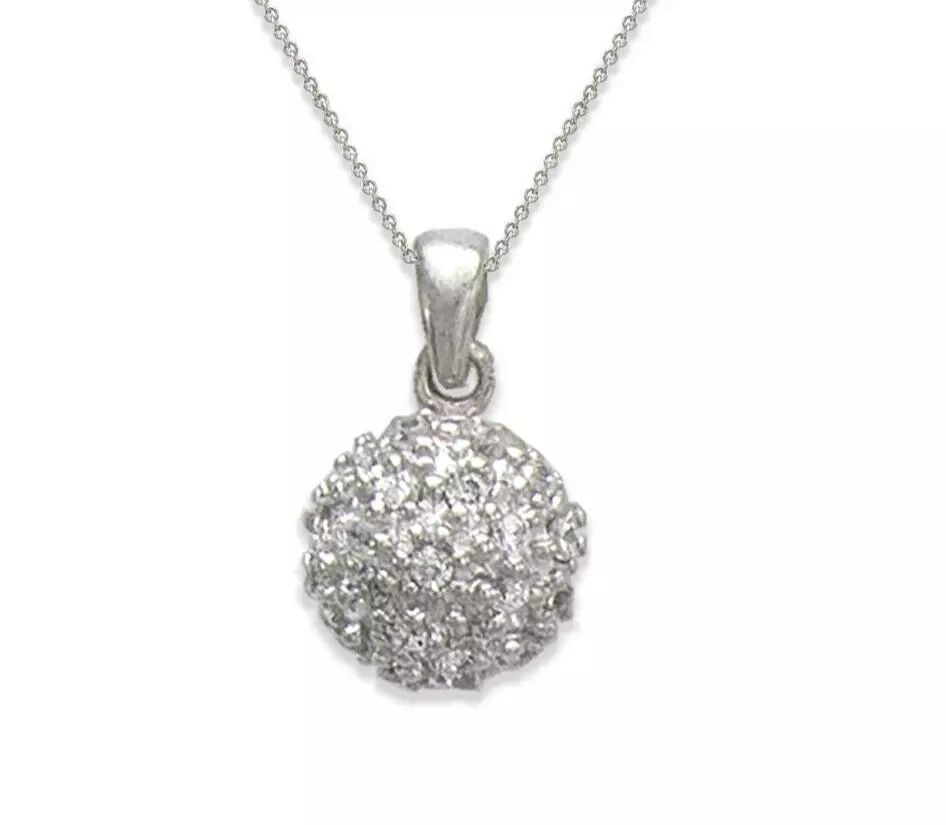 NEW 14K WHITE GOLD BALL CZ PENDANT 14K White Gold Approx. 10mm High Polished/Cubic Zirconia: NEW 14K WHITE GOLD BALL CZ PENDANT 14K White Gold Approx. 10mm High Polished/Cubic Zirconia Available in Yellow Gold Chains Sold Separately Weight: 2.2 Grams