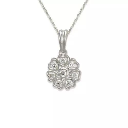 NEW 14K WHITE GOLD FLOWER CZ PENDANT 14K White Gold Approx. 12mm High Polished/Cubic Zirconia (1 of 2)