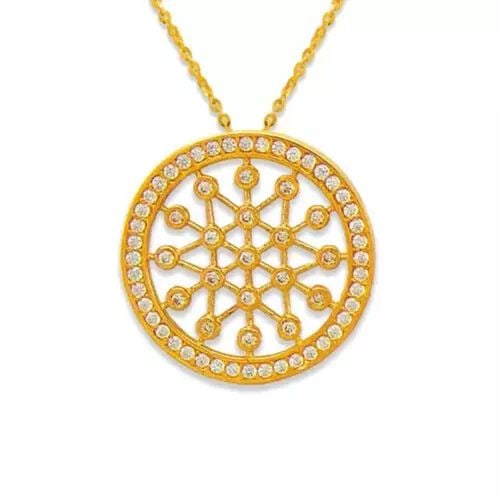 NEW 14K YELLOW GOLD WHEEL CZ PENDANT 14K Yellow Gold Approx. 21mm High Polished/Cubic Zirconia: NEW 14K YELLOW GOLD WHEEL CZ PENDANT 14K Yellow Gold Approx. 21mm High Polished/Cubic Zirconia Available in White Gold Chains Sold Separately Weight: 4.3 Grams