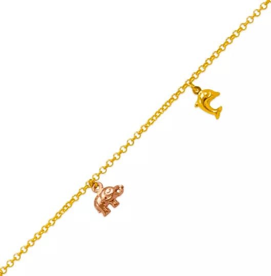 NEW 14K TRI COLOR GOLD CHARM ANKLET 14K Tri color Gold Approx. 2.2mm Link Approx. 10mm Charm High: NEW 14K TRI COLOR GOLD CHARM ANKLET 14K Tri color Gold Approx. 2.2mm Link Approx. 10mm Charm High Polished/Diamond Cut Lobster Lock Weight: 4.6 Grams