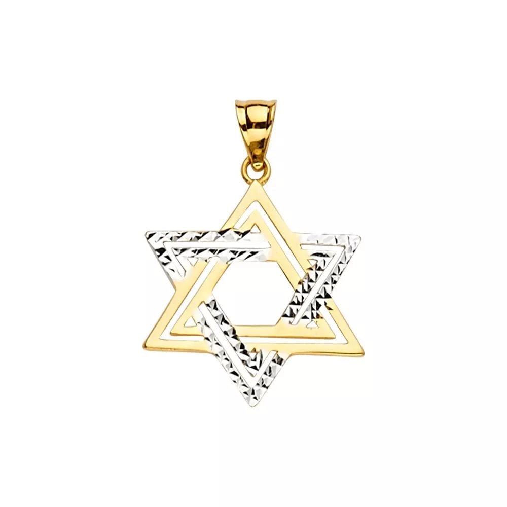 NEW 14K TWO TONE GOLD STAR OF DAVID PENDANT 14K TWO TONE GOLD NEW STAR OF DAVID PENDANT WEIGHT: 1 (1 of 2)