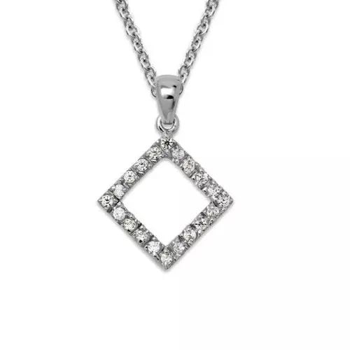NEW 14K WHITE GOLD DIAMOND SHAPED PENDANT 14K White Gold Approx. 15mm High Polished/Cubic Zirconia (1 of 2)