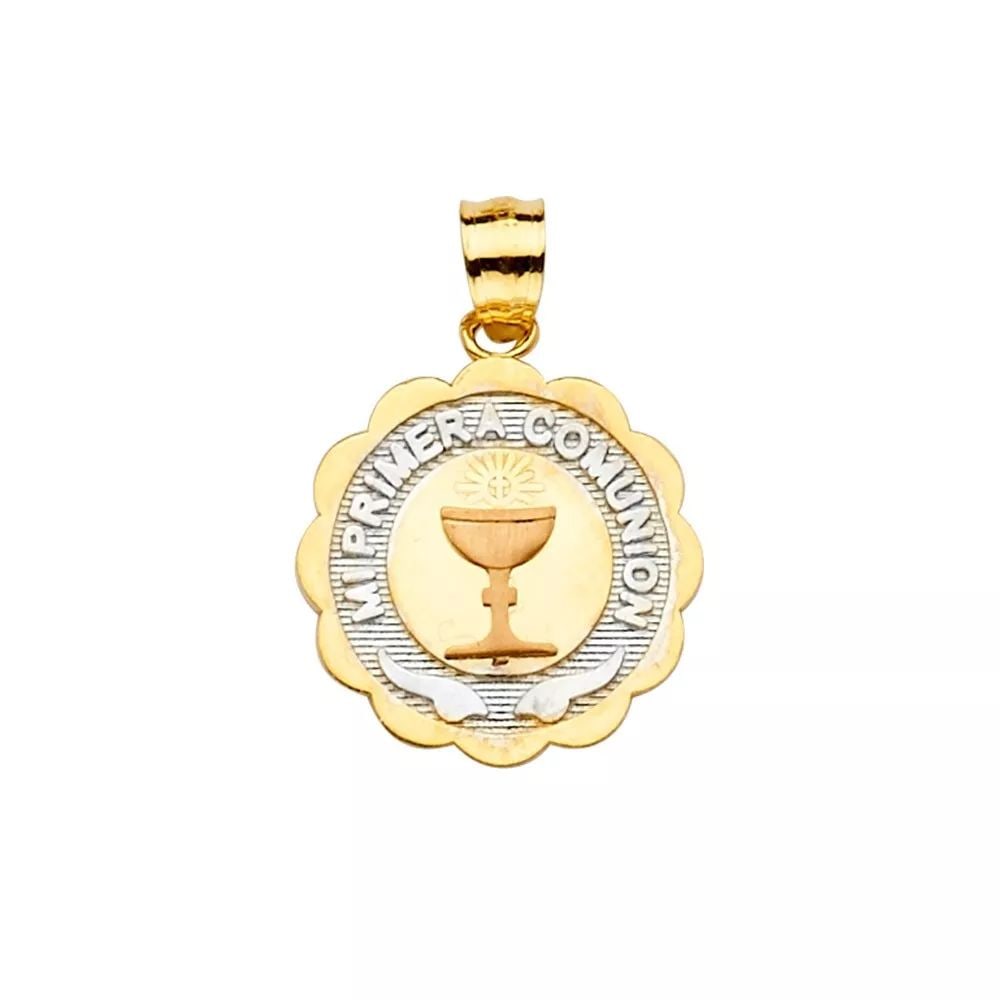 NEW 14K TRI COLOR GOLD PRIMERA COMMUNION PENDANT 14K TRI COLOR GOLD NEW PRIMERA COMMUNION PENDANT: NEW 14K TRI COLOR GOLD PRIMERA COMMUNION PENDANT 14K TRI COLOR GOLD NEW PRIMERA COMMUNION PENDANT WEIGHT: 1.9