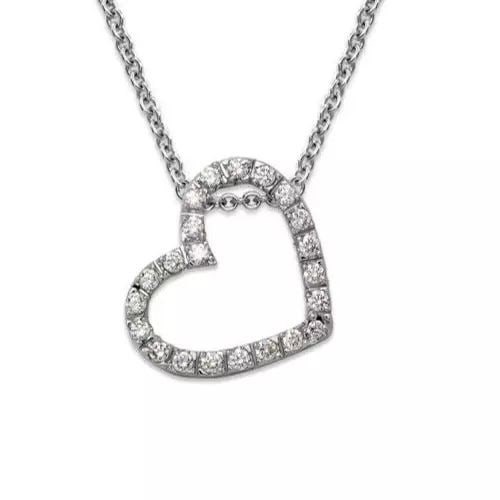 NEW 14K WHITE GOLD HEART CZ PENDANT 14K White Gold Approx. 21x16mm High Polished/Cubic Zirconia (1 of 2)