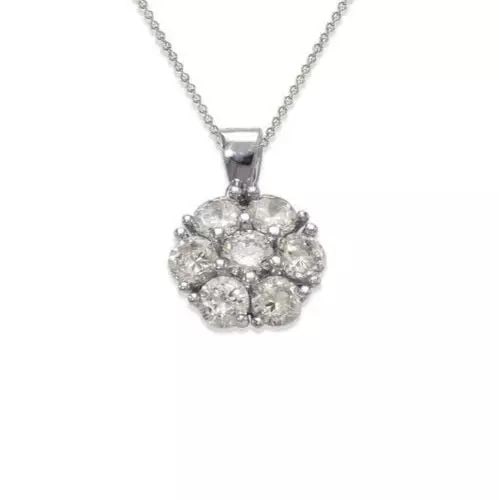 NEW 14K WHITE GOLD FANCY FLOWER CZ PENDANT: NEW 14K WHITE GOLD FANCY FLOWER CZ PENDANT 14K White Gold Approx. 9x9mm Cubic Zirconia Available in Yellow Gold Chains Sold Separately Weight: 1.1 Grams