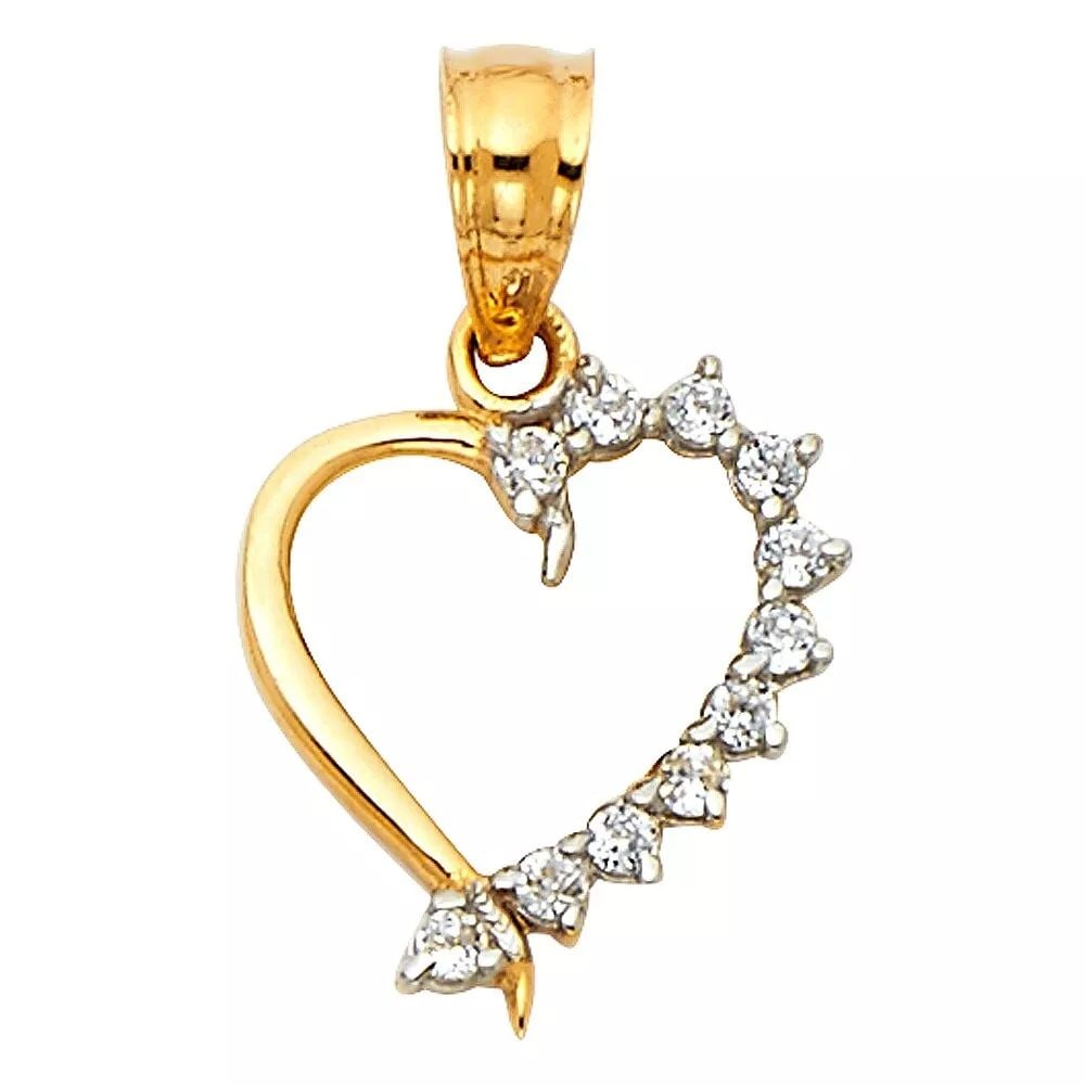NEW 14K YELLOW GOLD CZ HEART PENDANT (1 of 2)
