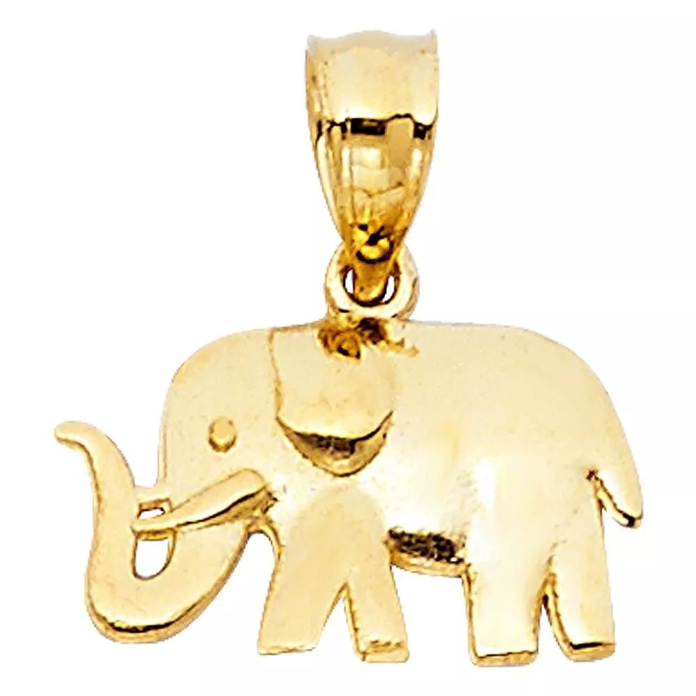 NEW 14K YELLOW GOLD ELEPHANT PENDANT (1 of 2)