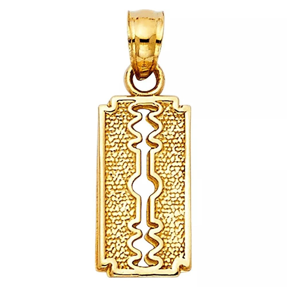 NEW 14K YELLOW GOLD KEYHOLE PENDANT: NEW 14K YELLOW GOLD RAZOR BLADE PENDANT 14K YELLOW GOLD NEW RAZOR BLADE PENDANT WEIGHT: 1.3