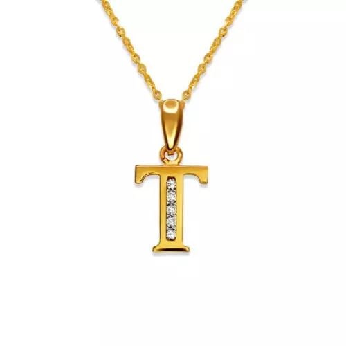 NEW 14K YELLOW GOLD INITIAL "T" PENDANT (1 of 2)