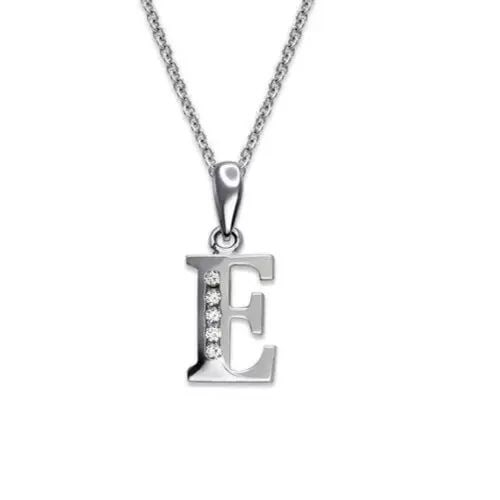 NEW 14K WHITE GOLD INITIAL "E" PENDANT (1 of 2)