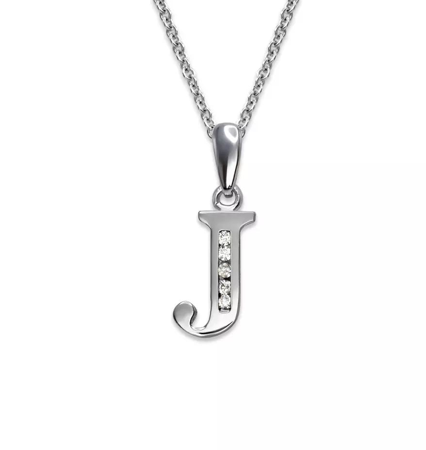 NEW 14K WHITE GOLD WJ INITIAL "J" PENDANT (1 of 2)