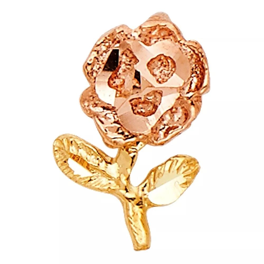 NEW 14K TWO TONE GOLD ROSE PENDANT (1 of 2)
