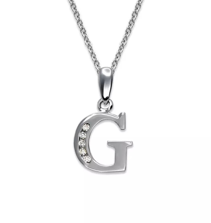 NEW 14K WHITE GOLD WG INITIAL "G" PENDANT (1 of 2)