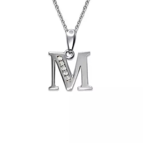 NEW 14K WHITE GOLD WM INITIAL "M" PENDANT (1 of 2)