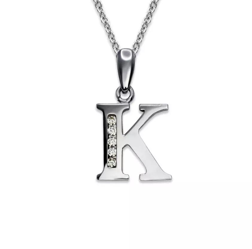 NEW 14K WHITE GOLD WK INITIAL "K" PENDANT (1 of 2)