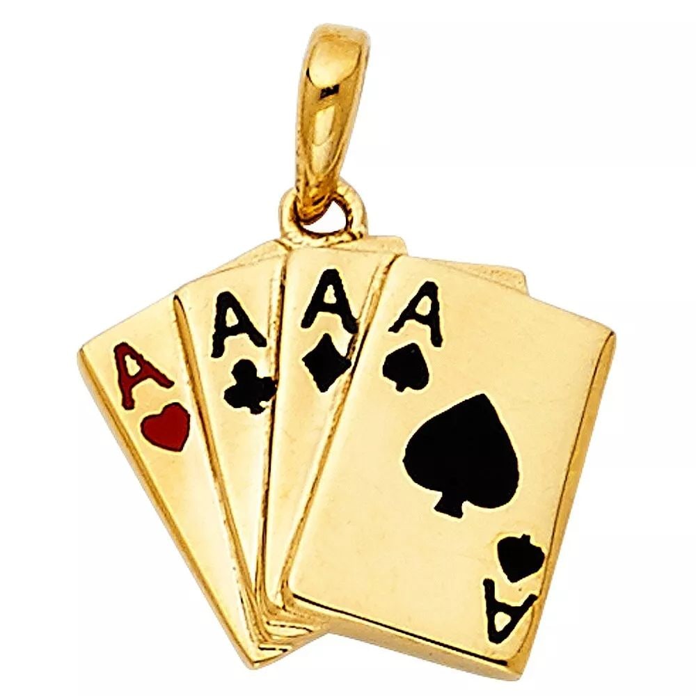 NEW 14K TWO TONE GOLD A POKER PENDANT (1 of 2)