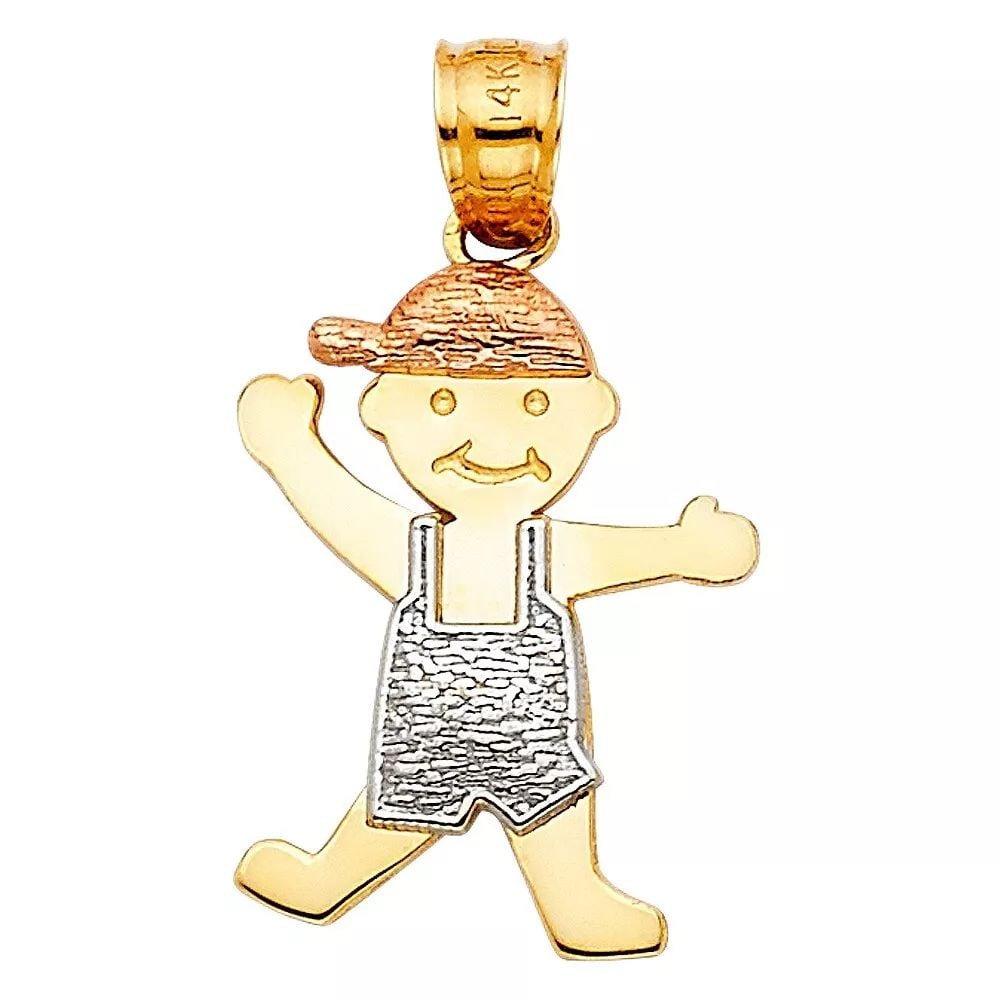 NEW 14K TRI COLOR GOLD BOY PENDANT (1 of 2)