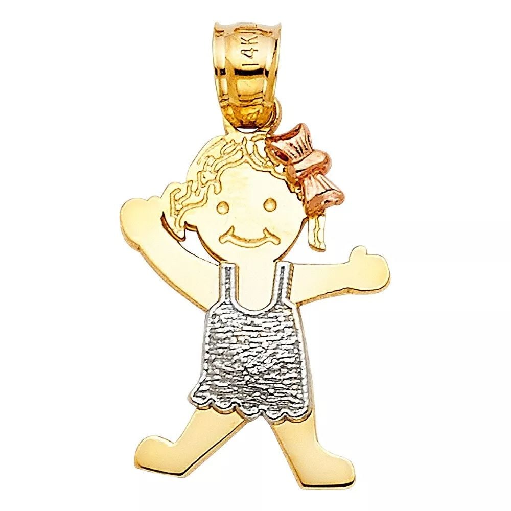 NEW 14K TRI COLOR GOLD GIRL PENDANT (1 of 2)