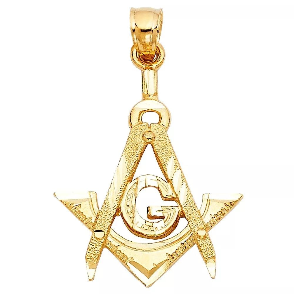 NEW 14K YELLOW GOLD FREEMASON MASONIC PENDANT (1 of 2)