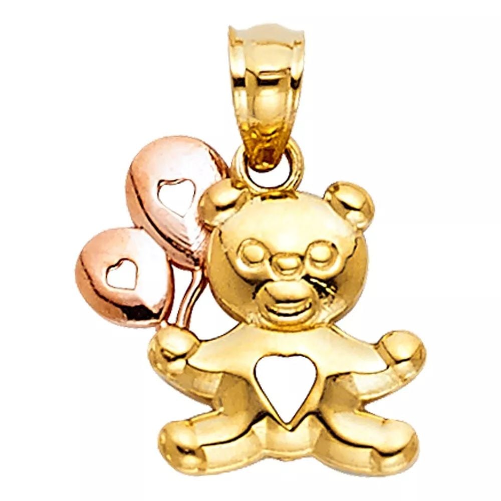 NEW 14K TWO TONE GOLD BABY BEAR WITH BALLOON PENDANT (1 of 2)