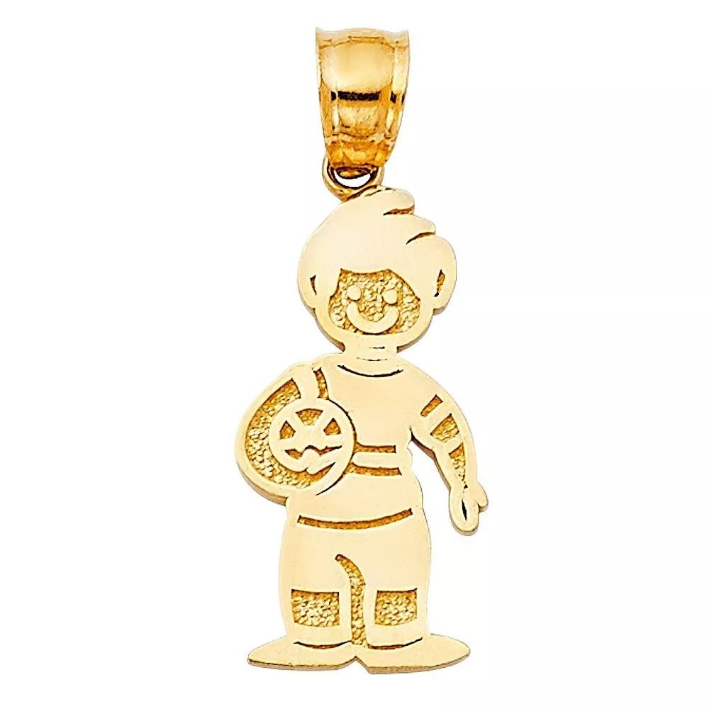 NEW 14K YELLOW GOLD BOY WITH BALL PENDANT (1 of 2)