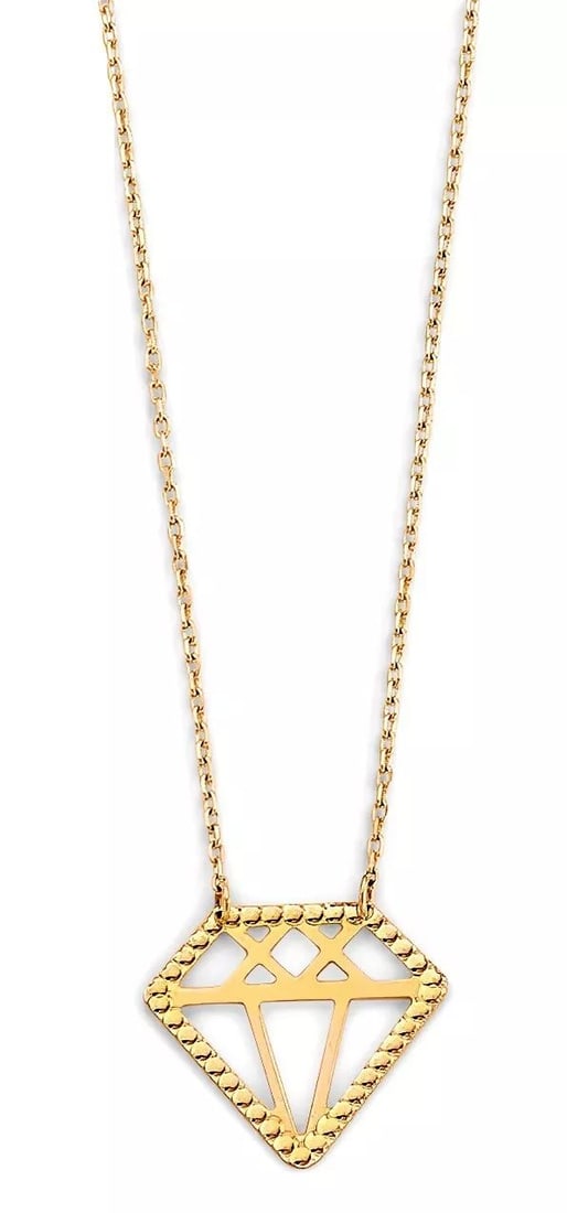 NEW 14K YELLOW GOLD DIAMOND SHAPE PENDANT NECKLACE (1 of 2)
