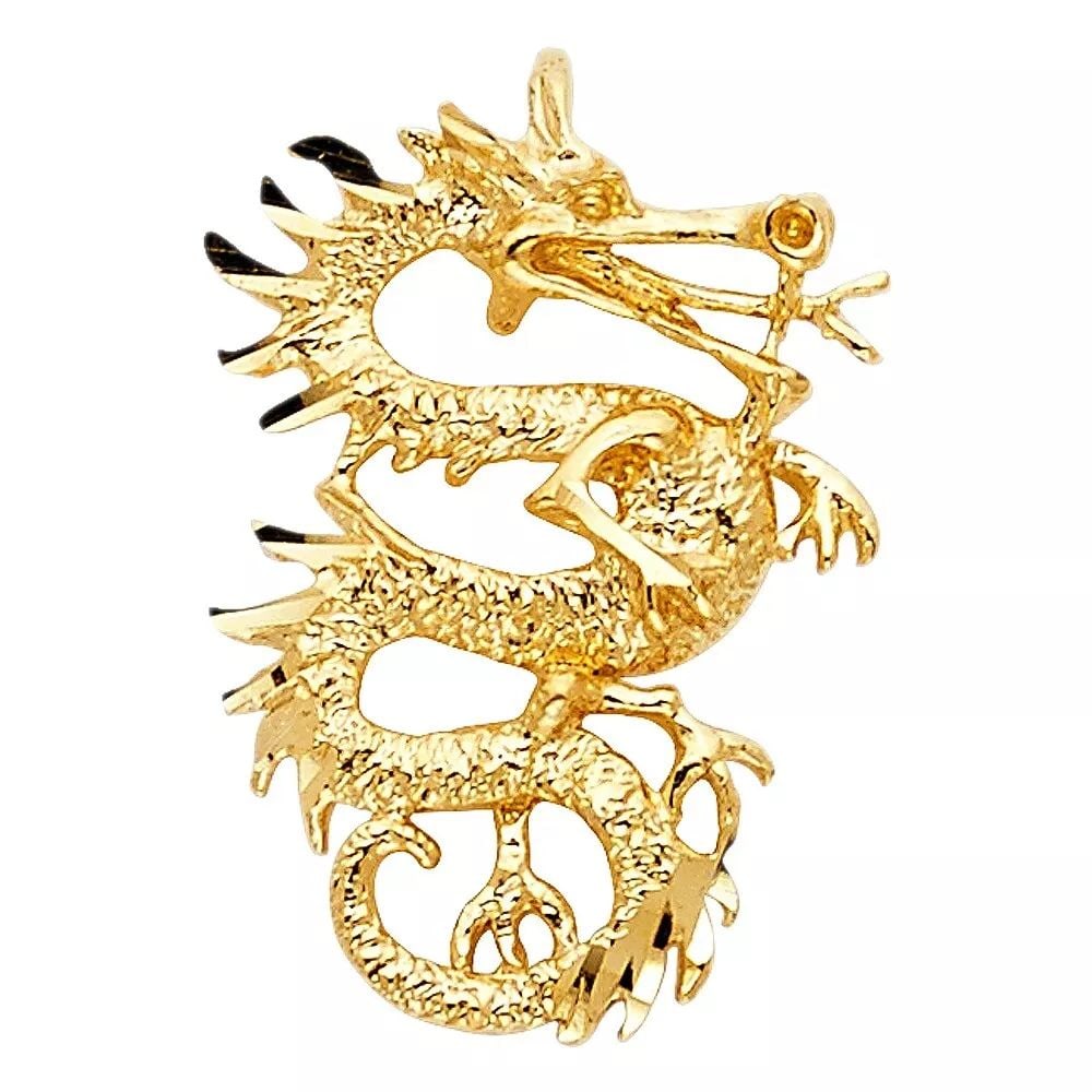 NEW 14K YELLOW GOLD DRAGON PENDANT (1 of 2)