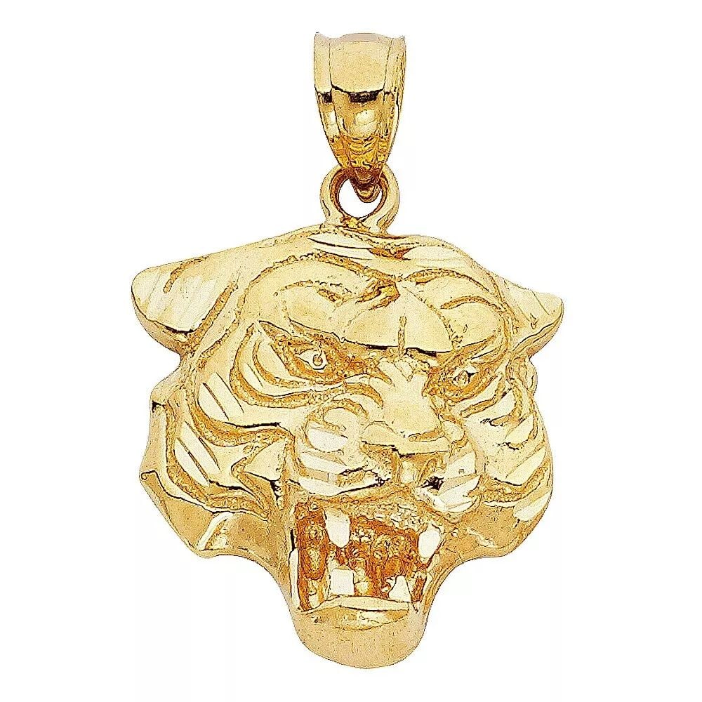 NEW 14K YELLOW GOLD TIGER PENDANT (1 of 2)