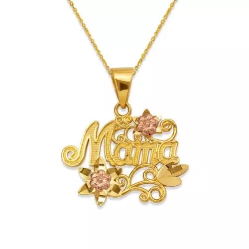 NEW 14K TWO-TONE GOLD MAMA PENDANT: NEW 14K TWO-TONE GOLD MAMA PENDANT 14K Two Tone Gold Approx. 22x16mm High Polished/Diamond Cut Chains Sold Separately Weight: 1.8 Grams