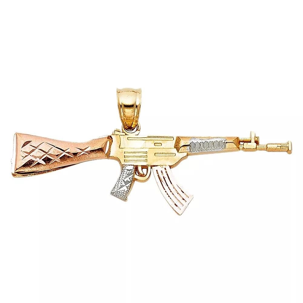NEW 14K TRI COLOR GOLD RIFLE GUN PENDANT: NEW 14K TRI COLOR GOLD RIFLE GUN PENDANT 14K TRI COLOR GOLD NEW RIFLE GUN PENDANT WEIGHT: 1.7