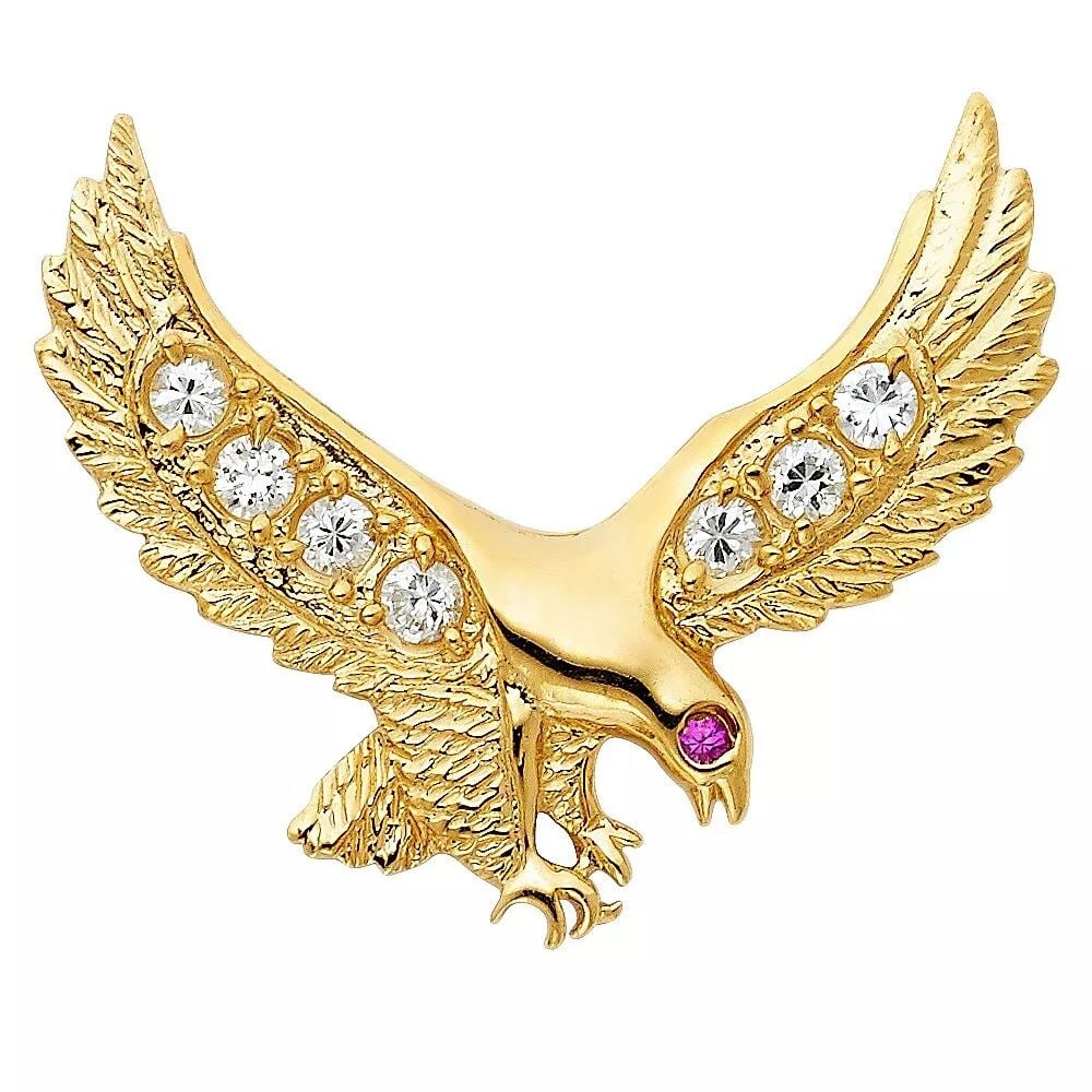 NEW 14K YELLOW GOLD CZ EAGLE PENDANT (1 of 2)