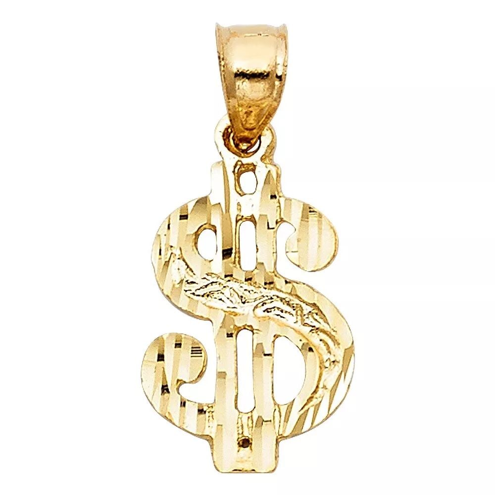 NEW 14K YELLOW GOLD DOLLAR SIGN PENDANT (1 of 2)