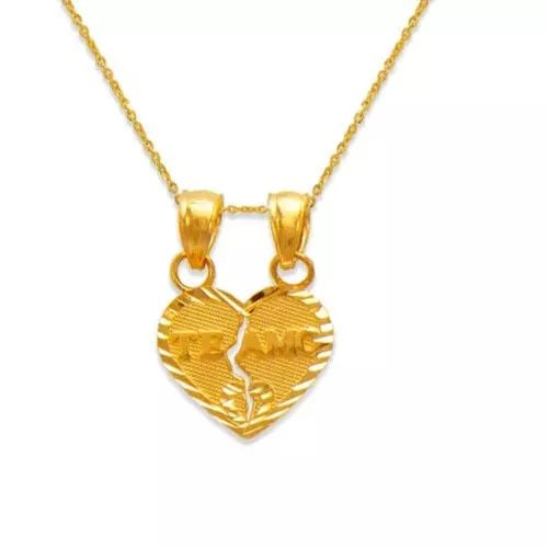 NEW 14K YELLOW GOLD TWO-PIECE TE AMO HEART PENDANT (1 of 2)