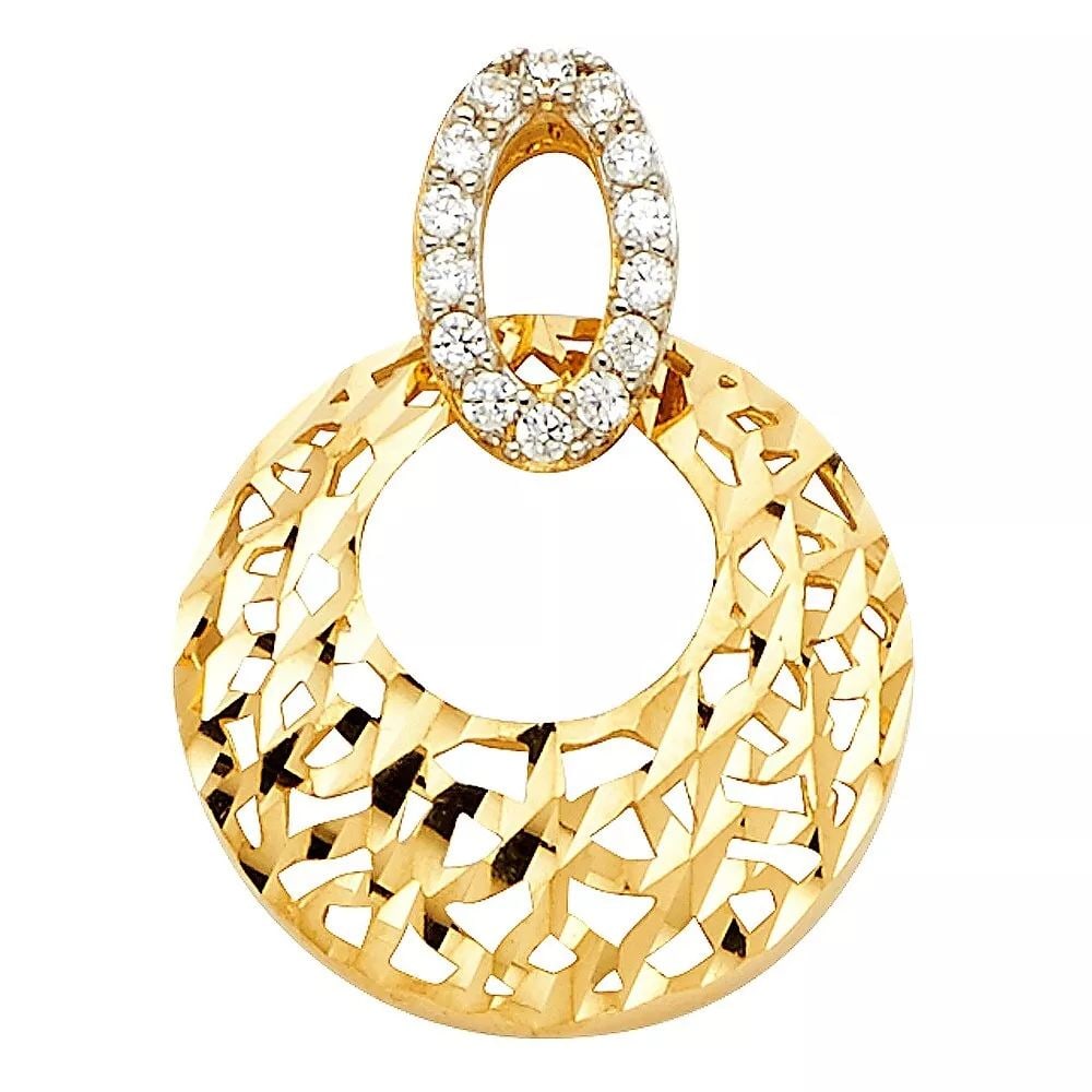 NEW 14K TWO TONE GOLD CZ PENDANT (1 of 2)