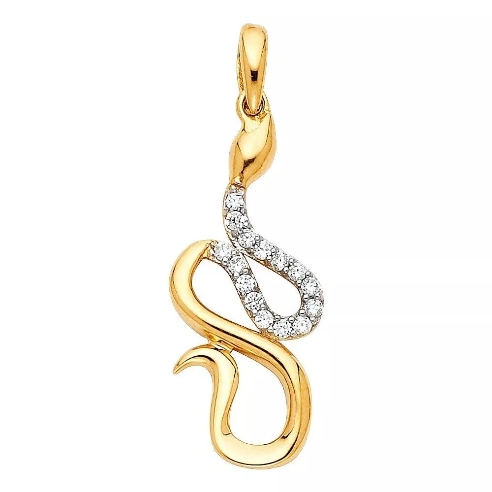 NEW 14K TWO TONE GOLD CZ PENDANT (1 of 2)