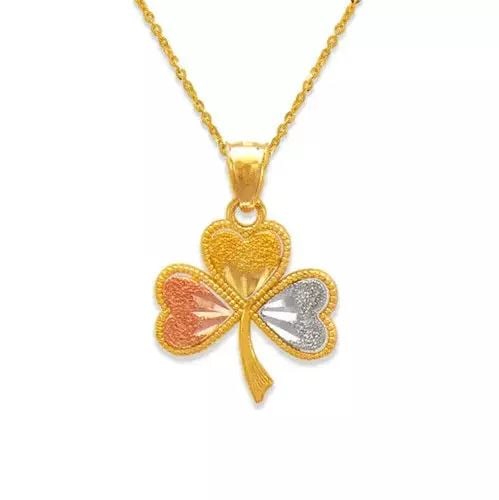 NEW 14K TRICOLOR GOLD CLOVER PENDANT (1 of 2)