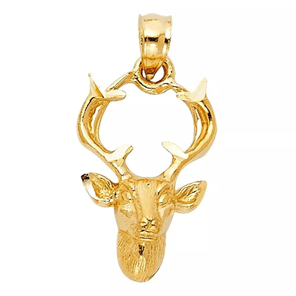 NEW 14K YELLOW GOLD BUCK PENDANT (1 of 2)