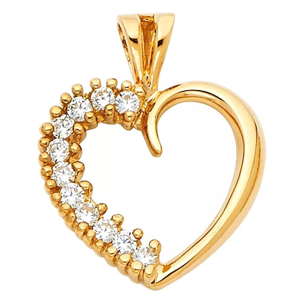 NEW 14K YELLOW GOLD CZ HEART PENDANT (1 of 2)