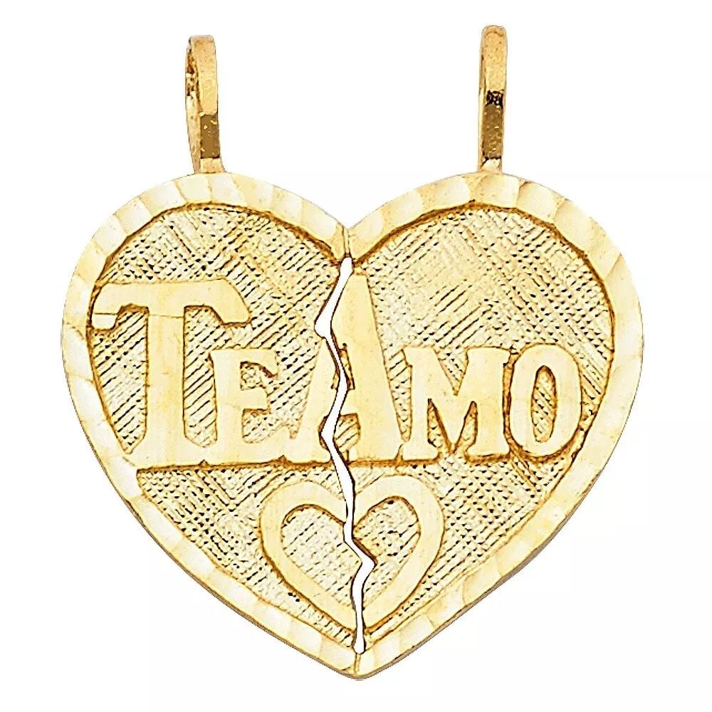 NEW 14K YELLOW GOLD TE AMO HEART 2 PIECE PENDANT: NEW 14K YELLOW GOLD TE AMO HEART 2 PIECE PENDANT 14K YELLOW GOLD> NEW TE AMO HEART 2 PIECE PENDANT WEIGHT: 2