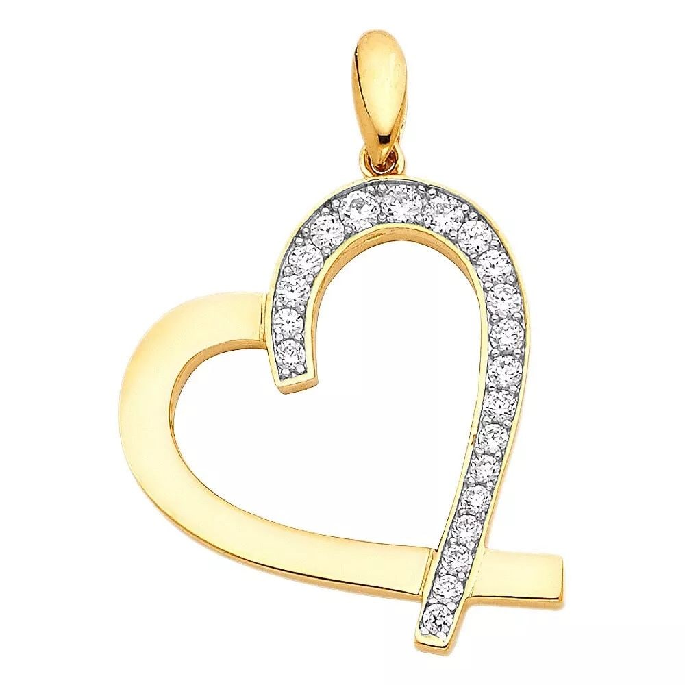 NEW 14K YELLOW GOLD CZ HEART PENDANT: NEW 14K YELLOW GOLD CZ HEART PENDANT 14K YELLOW GOLD> NEW CZ HEART PENDANT WEIGHT: 2.1