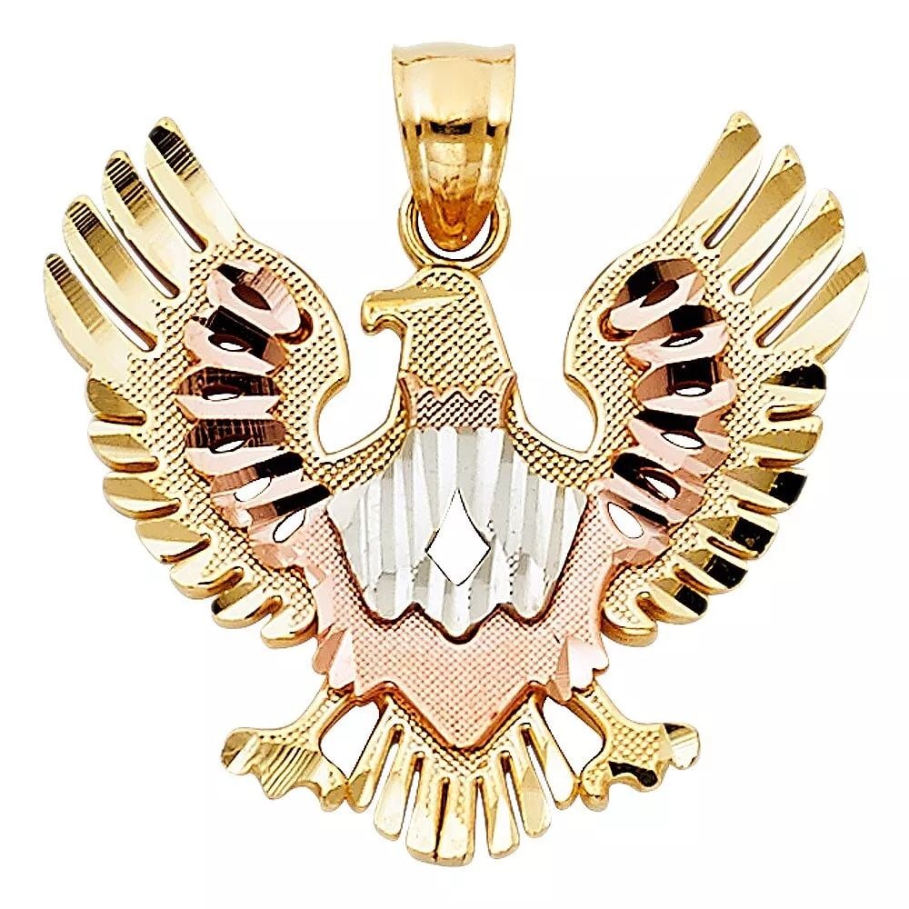 NEW 14K TRI COLOR GOLD EAGLE PENDANT (1 of 2)
