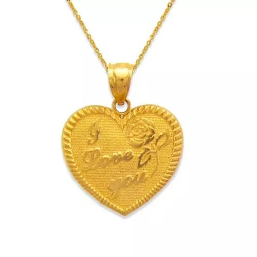 NEW 14K YELLOW GOLD I LOVE YOU HEART PENDANT (1 of 2)
