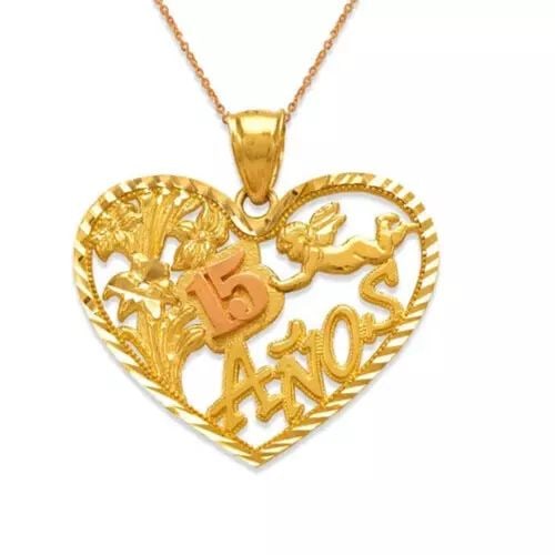 NEW 14K TWO-TONE GOLD ANOS HEART PENDANT: NEW 14K TWO TONE GOLD ANOS HEART PENDANT 14K Two Tone Gold Approx. 31x25mm High Polished/Diamond Cut Chains Sold Separately Weight: 3.3 Grams